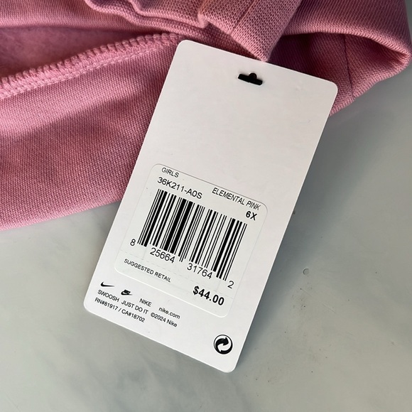 NWT Nike Girls Elemental Pink Hoodie Sweatshirt with Gold Logo Size, 6X - Picture 3 of 7